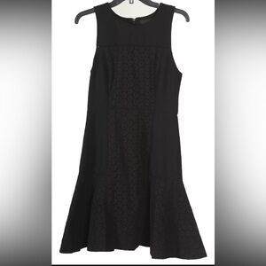 J. Crew Women’s Dress 6 Black Trumpet Sleeveless Eyelet Lined Stretch Knit